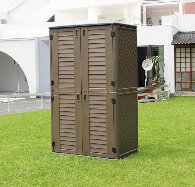 KINYING Outdoor Storage Shed Waterproof, Resin Vertical Outdoor Storage Cabinet - Image 3