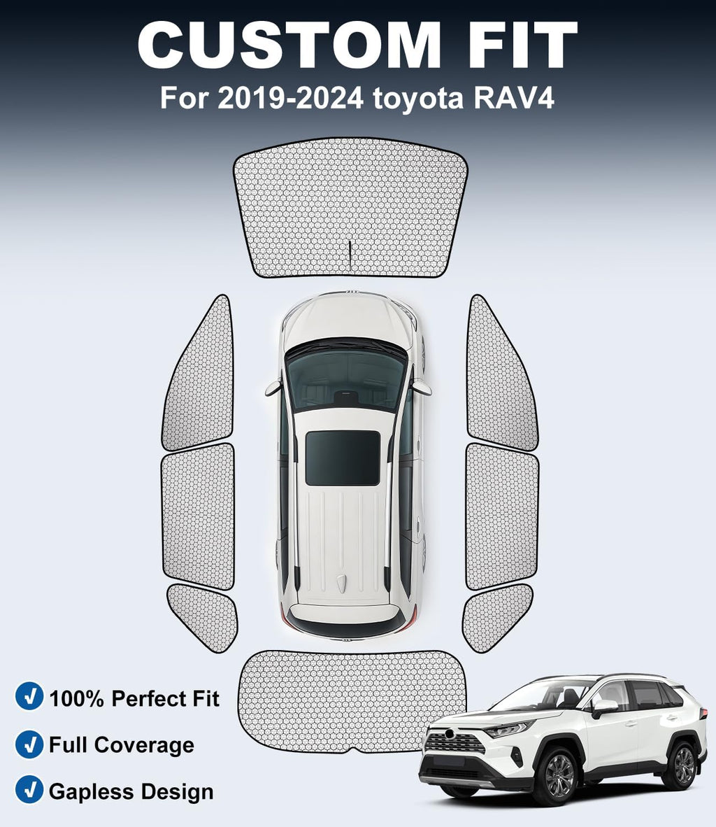 Forester Window Covers 2019-2024, 8PCS Full Coverage Set | Custom Fit, 99% Light Blocking, Graphene Heat Reflection, Foldable Storage, Ideal for Camping