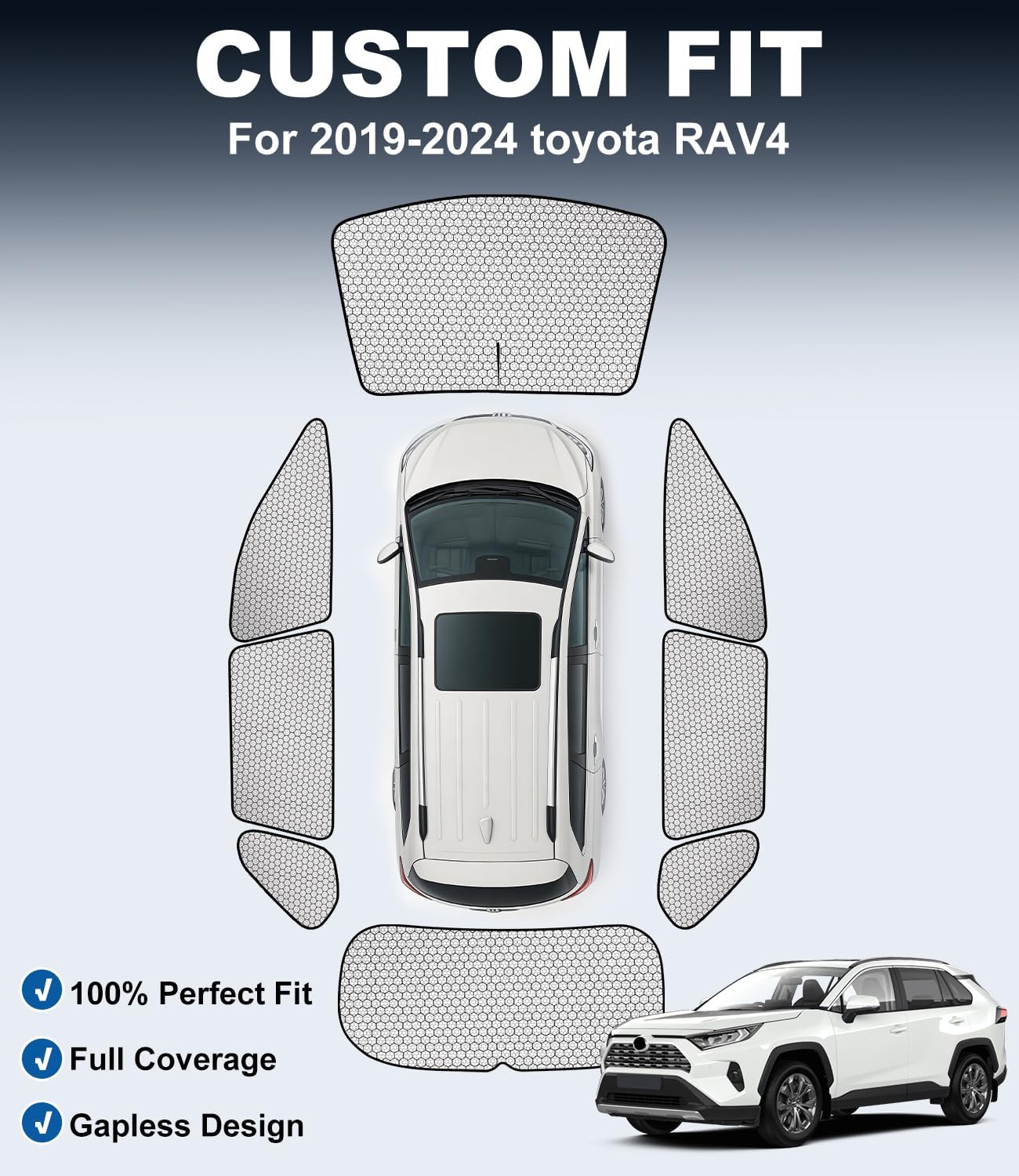 Forester Window Covers 2019-2024, 8PCS Full Coverage Set | Custom Fit, 99% Light Blocking, Graphene Heat Reflection, Foldable Storage, Ideal for Camping