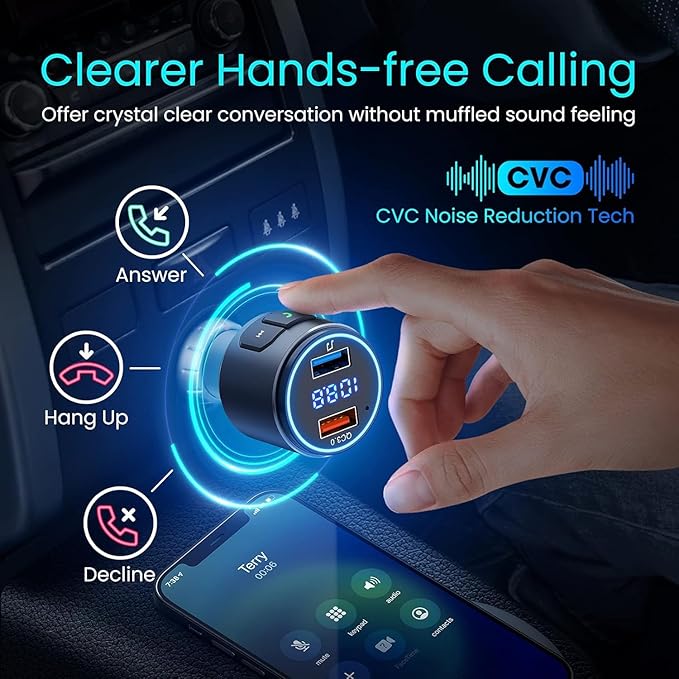 Upgraded V5.3 FM Bluetooth Transmitter, Siri Google Assistant - Image 4