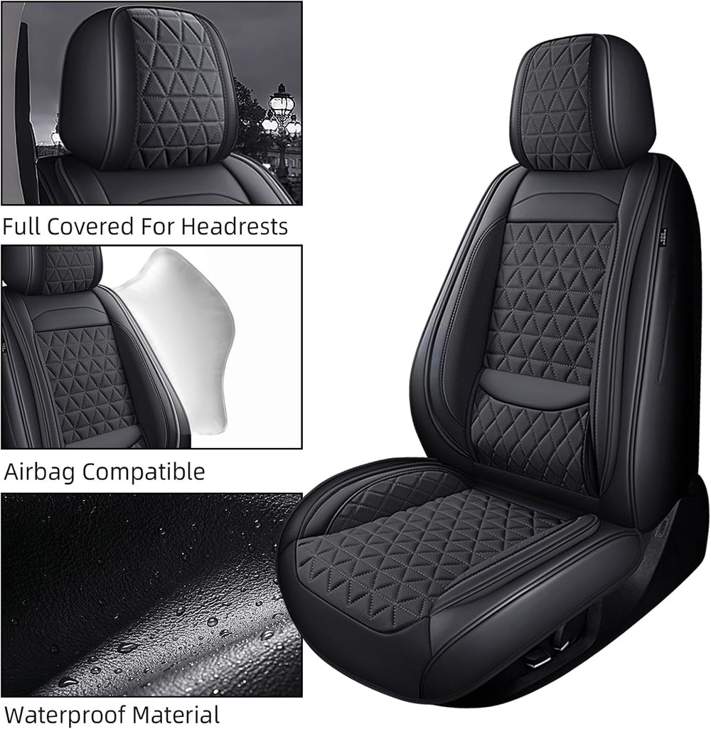 Black Car Seat Covers Full Set Leather Seat Cover for Car SUV Truck