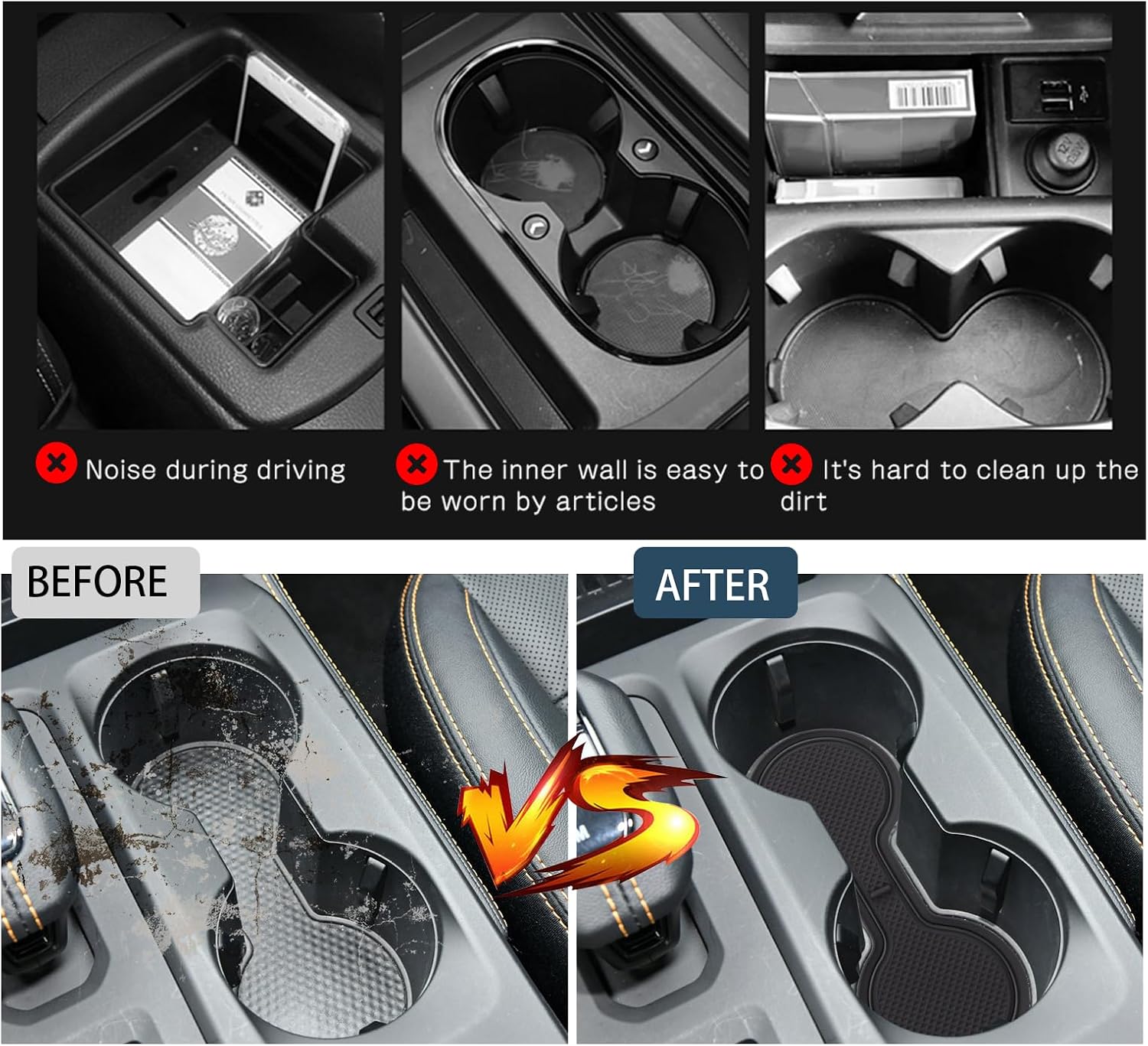 2024-2026 Ranger Door Slot Mats for 2026 Ford Ranger Accessories Anti-Slip Groove Interior Mats Compatible with 2024 2025 2026 Ford Ranger XL/XLT/Lariat/Raptor(17PCS/Sets)