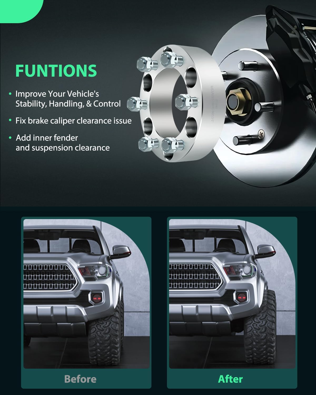 SCITOO 4X 5x5 to 6x5.5 Wheel Spacers Adapters 6 Lug 14x1.5 78.1mm 2" fits for 1979-1986 for C1500 1999-2014 for Grand for Cherokee 1975-1986 for C10