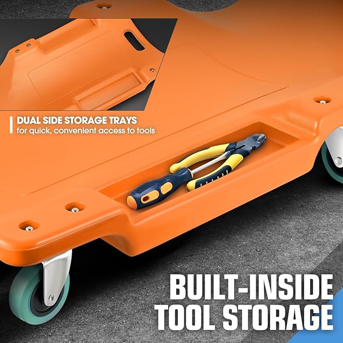 DNA MOTORING 40" L X 19" W Vehicle Repair Low Profile Plastic Rolling Garage - Image 3