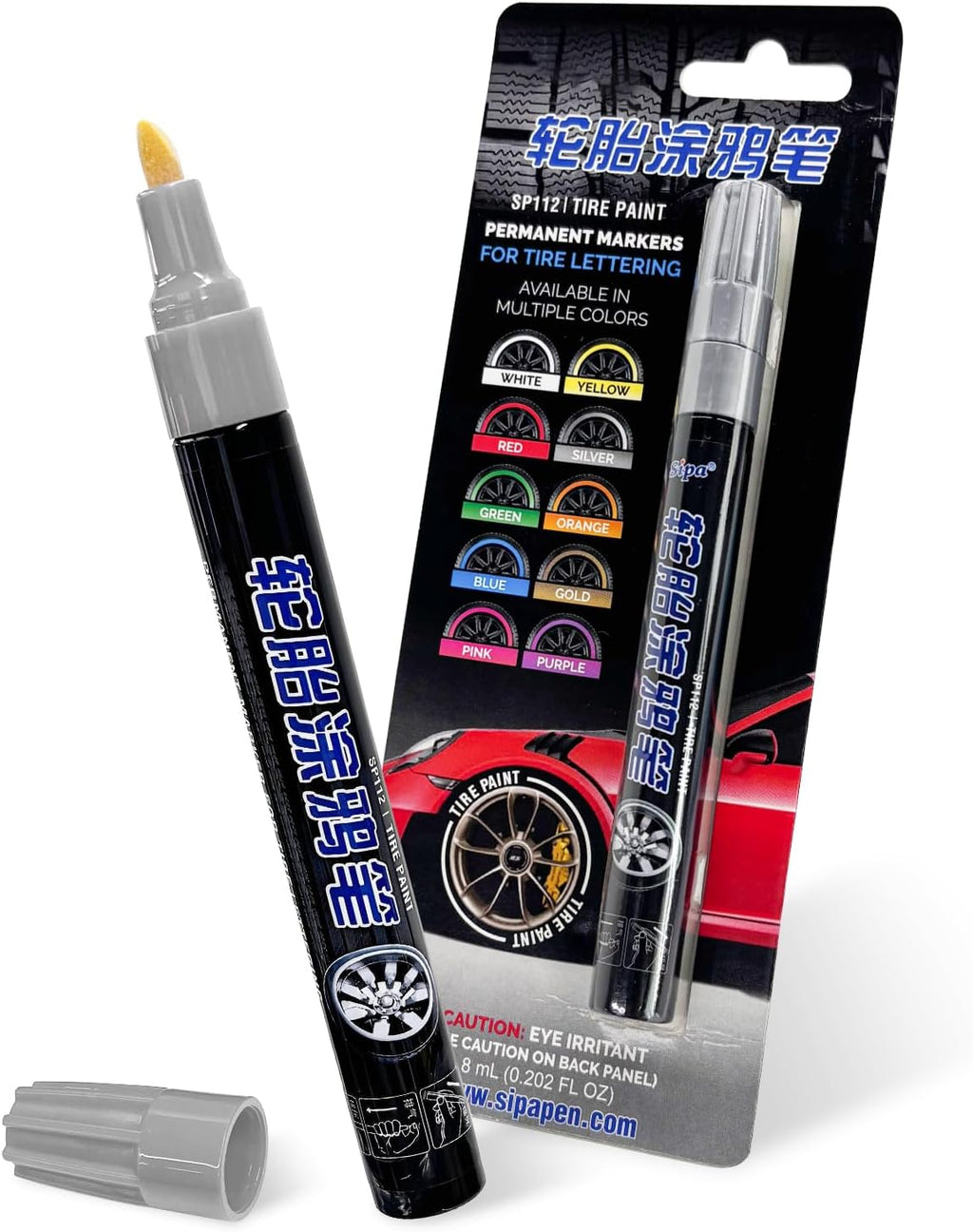 Tire Paint Pen for Car, Waterproof Paint Pens Oil-Based Markers for Tire Lettering, Quick Dry Non-Fading Tyre Pen Permanent Drawing Marker for Car Truck Motorcycle Tires (Silver)