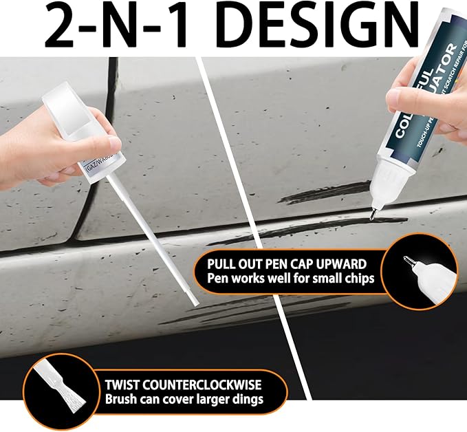 Summit White Touch Up Paint for GMC, Car Paint Pen Scratch Repair Two-In-One - Image 5