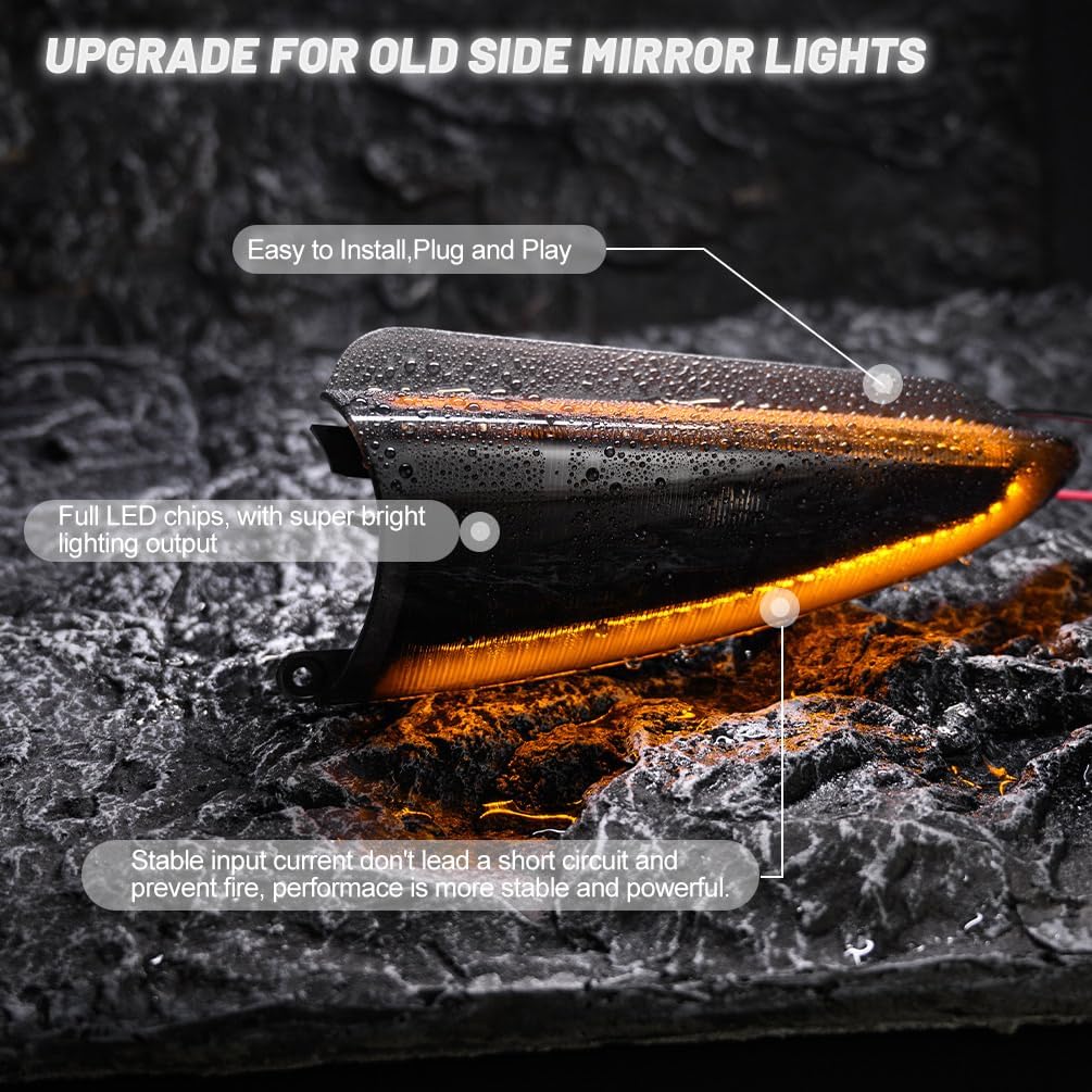 Smoked Lens Side Mirror Puddle Lights for 2003 2004 2005 2006 F-ord Expedition and Lincoln Navigator Amber LED Turn Left Right Signal Lamps Rear-View Mirror Towing Lighting