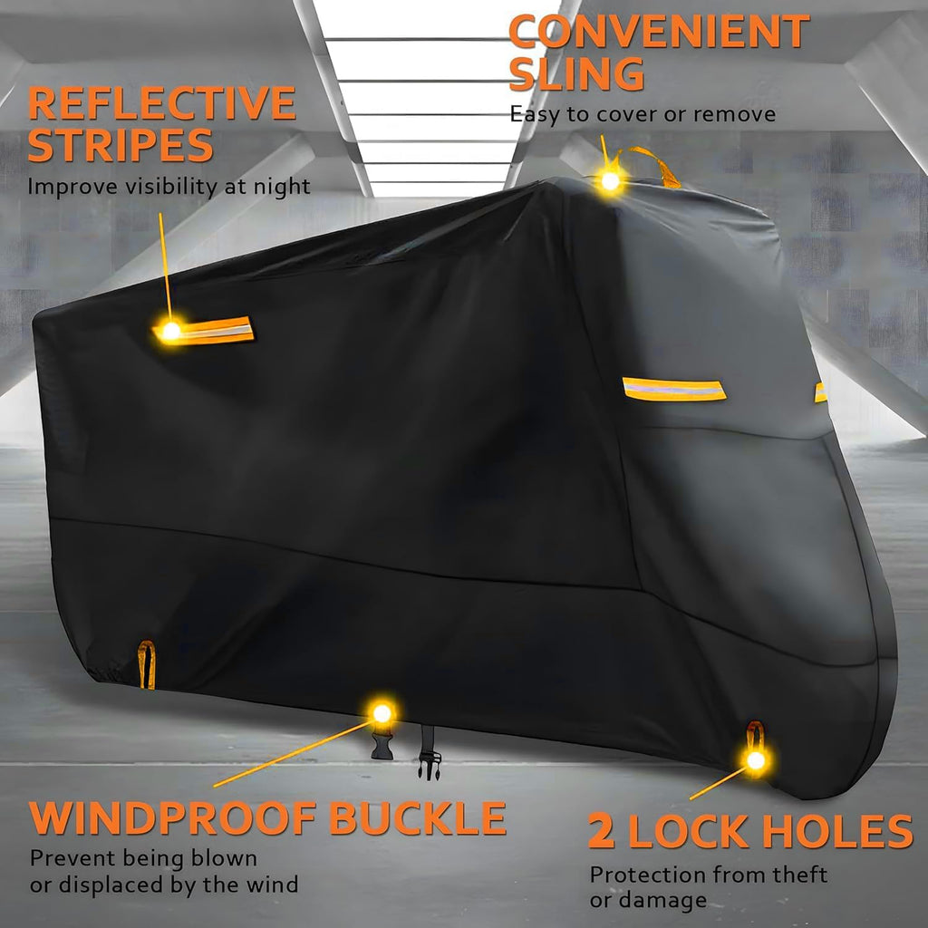 Bike Cover for 1, 2 Bikes Outdoor Waterproof Bicycle Covers 420D Heavy Duty Ripstop Material Offers Constant Protection for All Types of Bicycles All Through The 4 Seasons