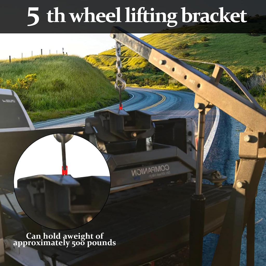 500lb Capacity 5th Wheel Lifting Bracket & 5th Wheel Hitch - Durable Steel Hitch Bracket Replacement for Trucks, Vehicles, and Trailers - Red (Compatible with Part #6100)