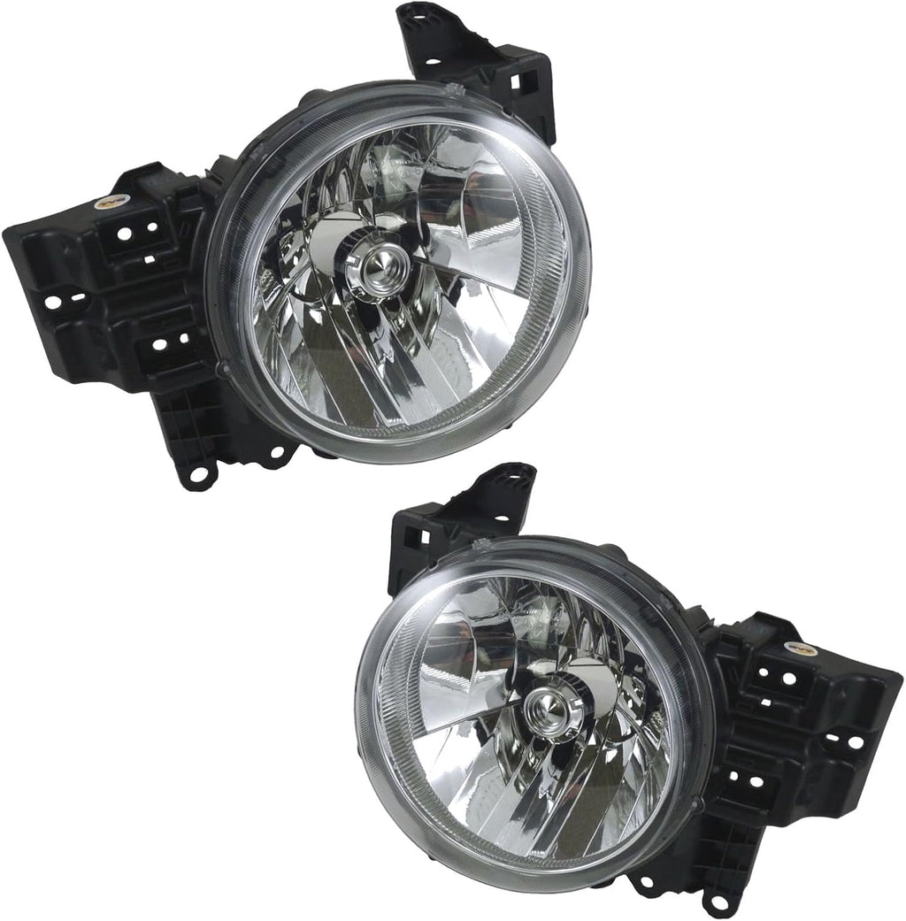TRQ Driver and Passenger Side Headlight Assembly Set Halogen for 2007-2014 Toyota FJ Cruiser