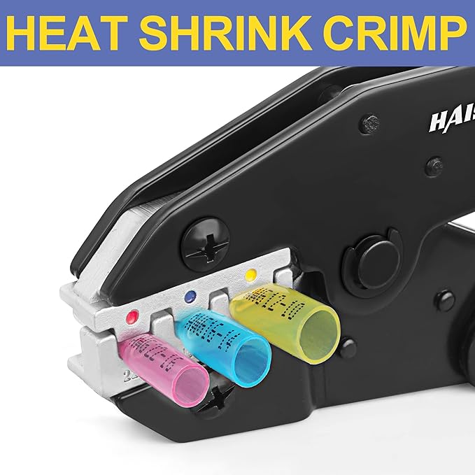 haisstronica Crimping Tool For Heat Shrink Connectors-AWG 22-10 Ratchet Wire - Image 3
