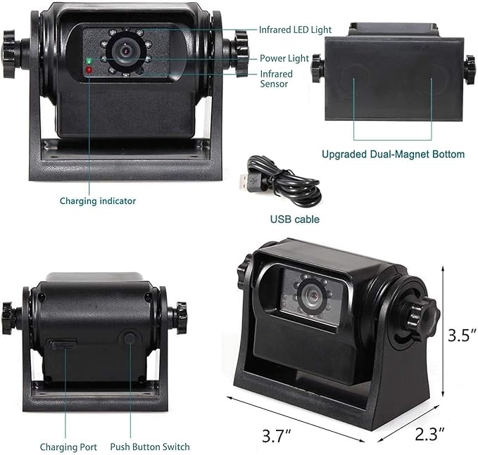 EWAY WiFi Magnetic Hitch Wireless Backup Rear/Front View Camera Rechargeable - Image 9