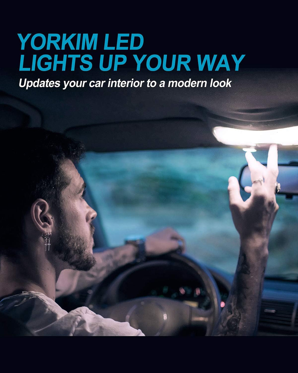 Yorkim 194 LED Bulb 6000K White, T10 168 2825 W5W Non-Polarity Mini Wedge, Interior Car Bulbs Replacement 10 Pack for License Plate Dome Map Trunk Cargo Lights