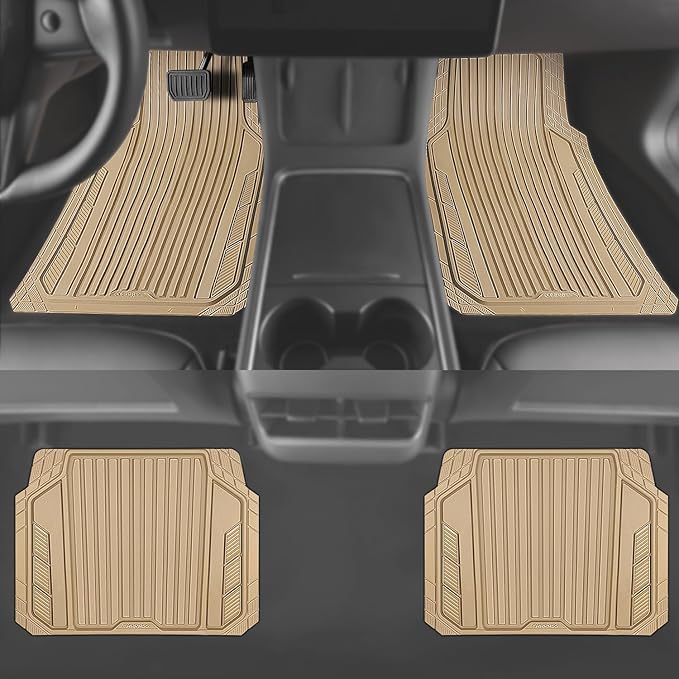 CAR PASS Heavy Duty Sporty Rubber Car Mats, Deep Dish All Weather Car Floor - Image 5