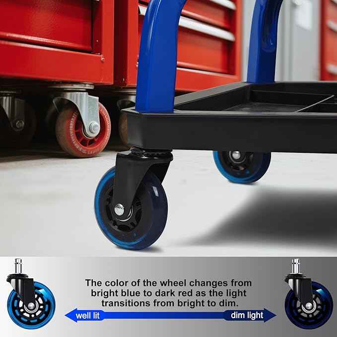 Rolling Stool with Blue Wheels, Heavy Duty Garage Work Mechanic Rolling Shop - Image 6