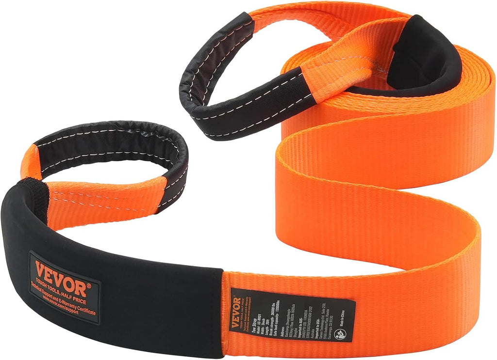 VEVOR Heavy Duty Tow Strap Recovery Kit 3" x 20 ft (MBS-36,000 lbs) Tree Saver Winch Strap, Triple Reinforced Loop & Protective Sleeves & Storage Bag, 3/4" D-Ring Shackles, for Truck Jeep SUV ATV