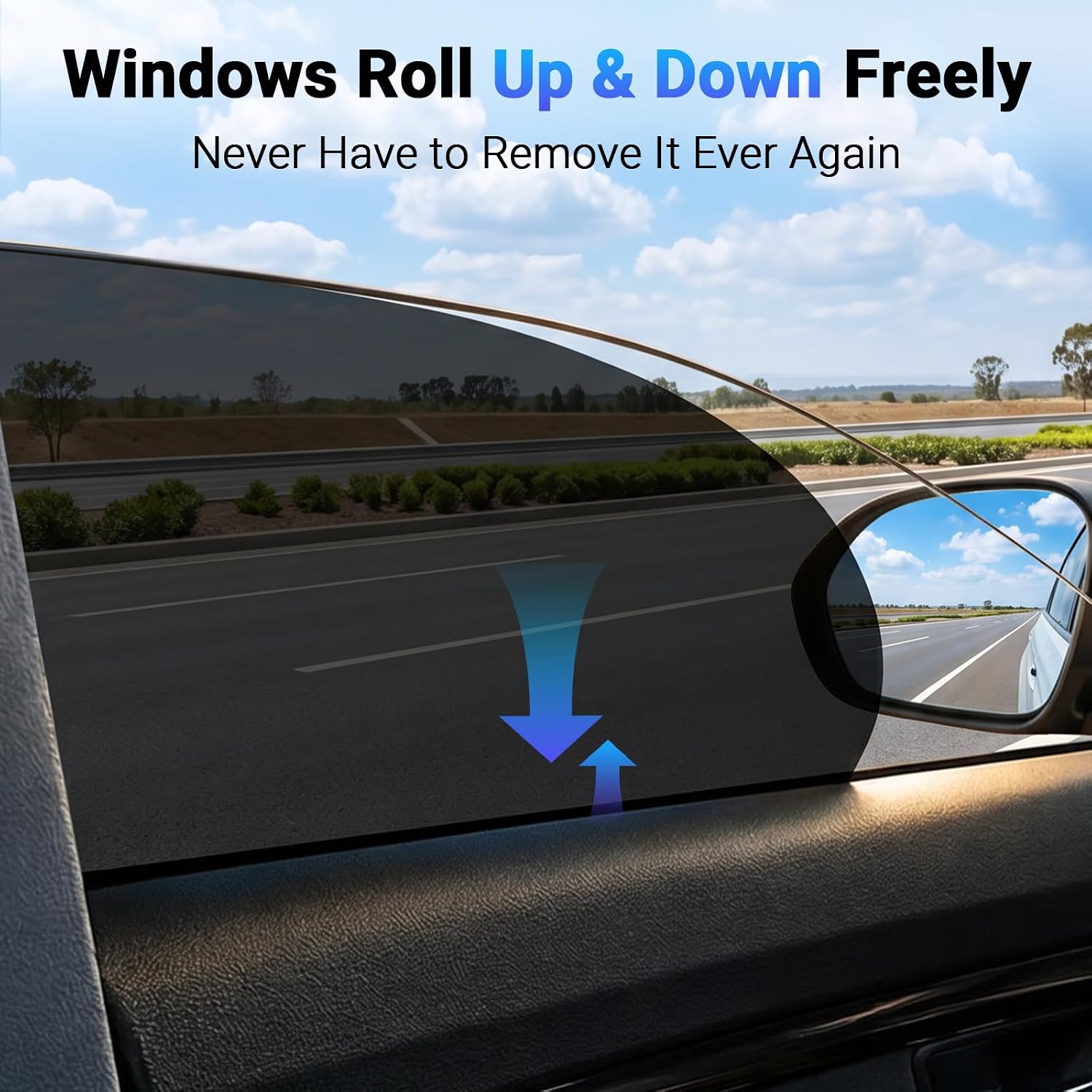 Static Cling Car Window Shades 4 PCS, Roll Windows Down, for Most Cars | Car Window Covers for Front & Rear Side Window | No Glue No Residue | 99% UV Block | Sun Blocker for Driver, Baby, Kids