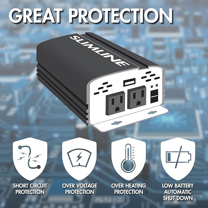 Wagan 3716 500W Slim Line AC to DC Inverter 500W TrueRated 1000W Surge Power - Image 4