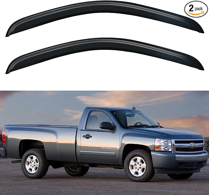 Window Visors Rain Guards for 2007-2013 Chevy Silverado/GMC Sierra 1500 Regular by YQAUTEC