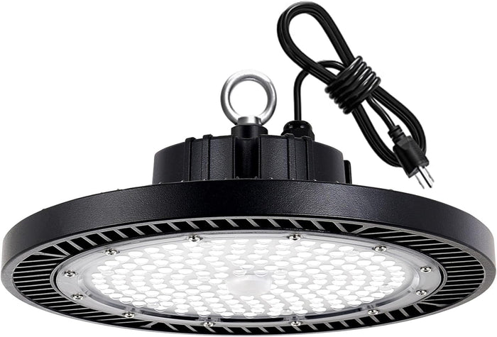 LED High Bay Light, 200W 28000lm 5000K High Bay Led Shop Light with Plug 5' Cable and Hook Ring, UFO High Bay Led Lights for Garage Gym Warehouse Workshop