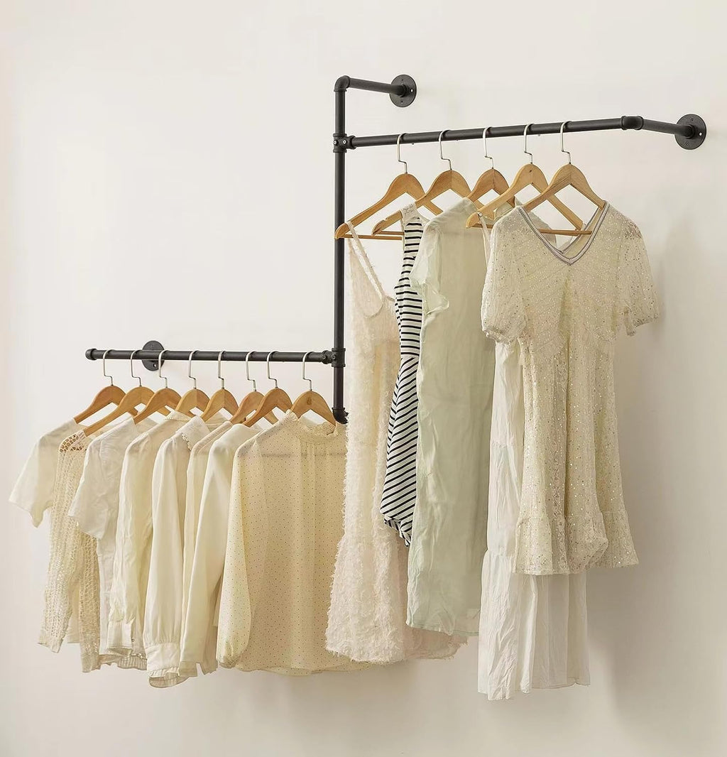 industrial pipe clothing rack, wall clothes rack, hanging, main product view