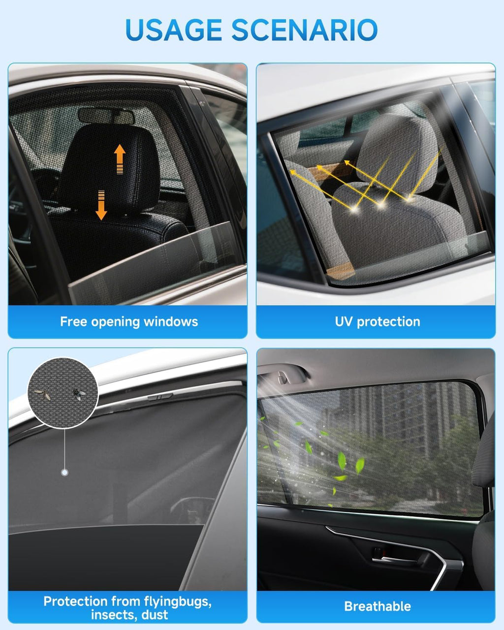 Car Window Shades for Chevy Silverado(2020-2026), 2-Pack Rear Window Sun Shades for Baby – Breathable Mesh, UV & Heat Blocker, Privacy Protection for Camping, Travel, Sleep & Nursing