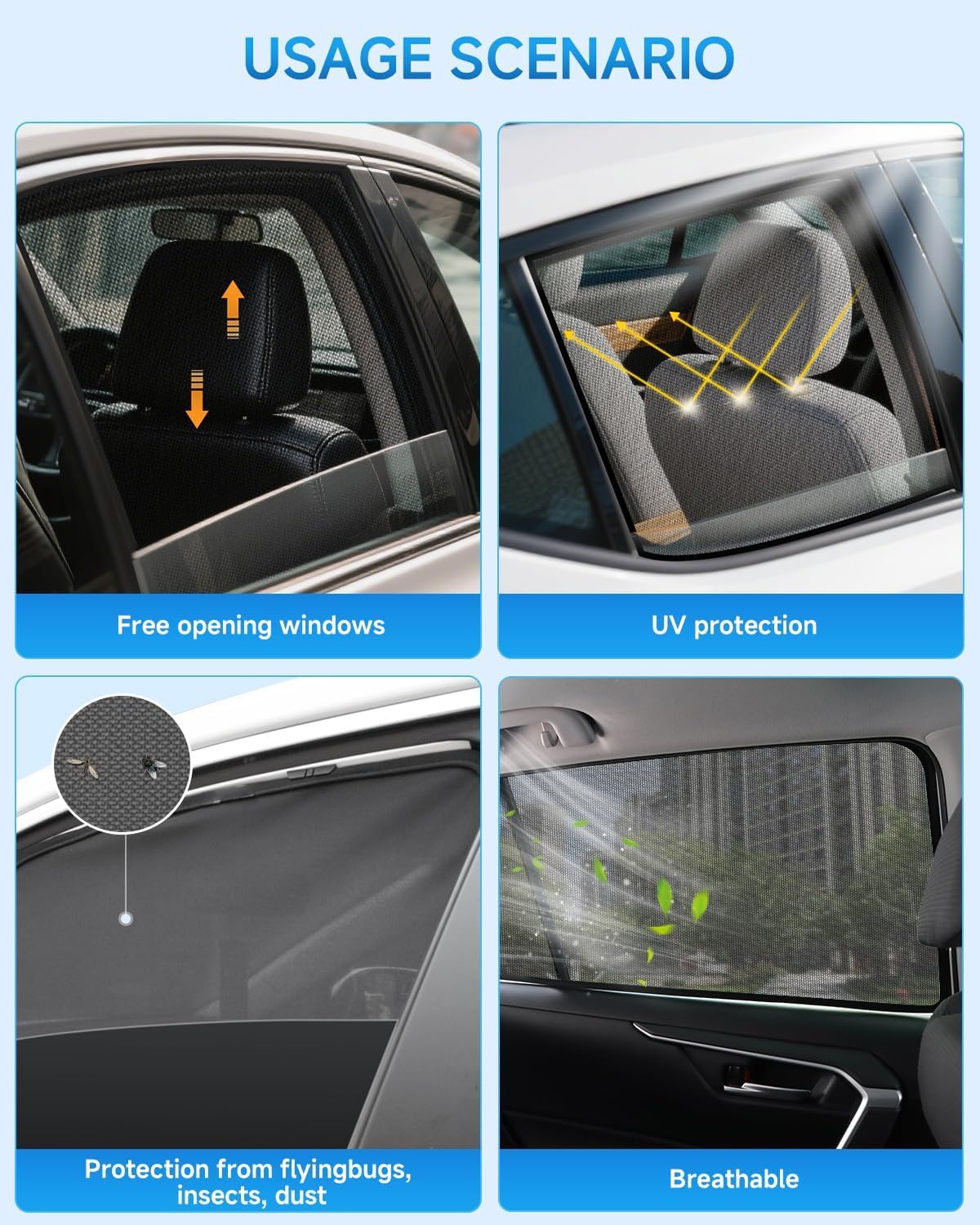 Car Window Shades for Chevy Silverado(2020-2026), 2-Pack Rear Window Sun Shades for Baby – Breathable Mesh, UV & Heat Blocker, Privacy Protection for Camping, Travel, Sleep & Nursing
