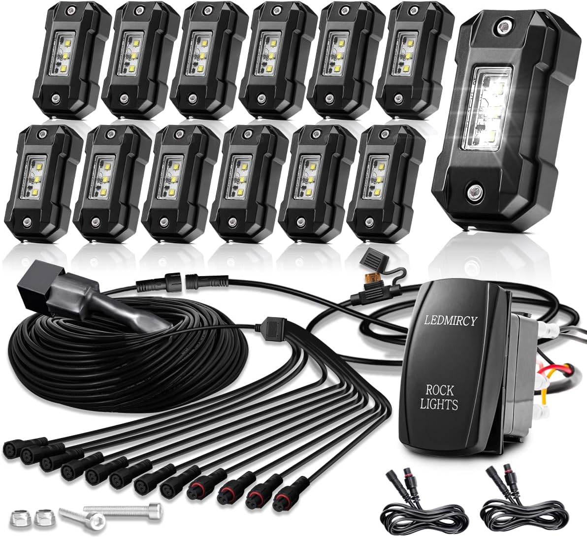 R4 Pure White LED Rock Lights Kit