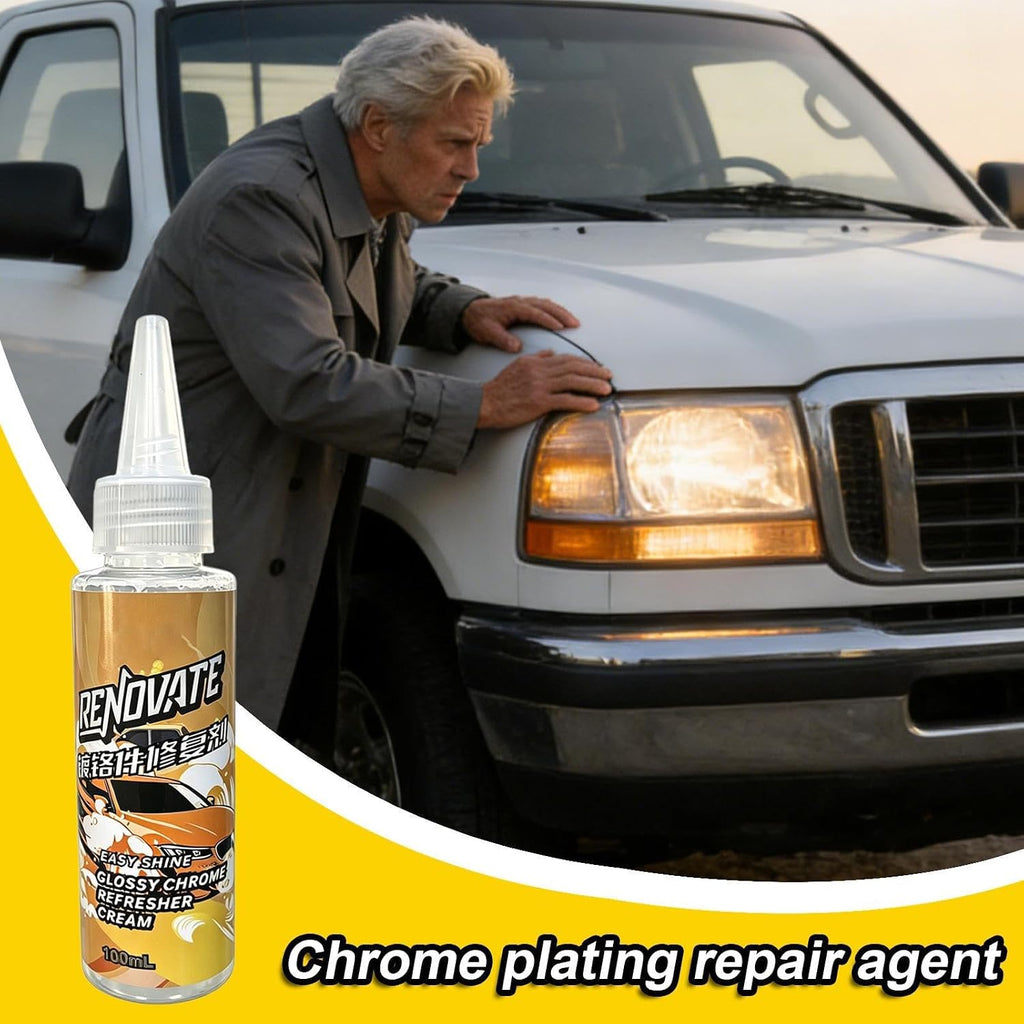 Deep Shine Chrome Cleaner, Automotive Polishing Cream, Metal Repair Compound, High Gloss Plating Restorer, Professional Chrome Care Paste, Vehicle Detailing for Wheels