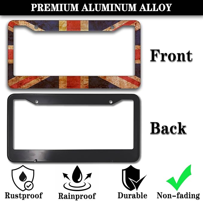 License Plate Frame Multicolor License Plate Protector Great Britain Vintage - Image 3