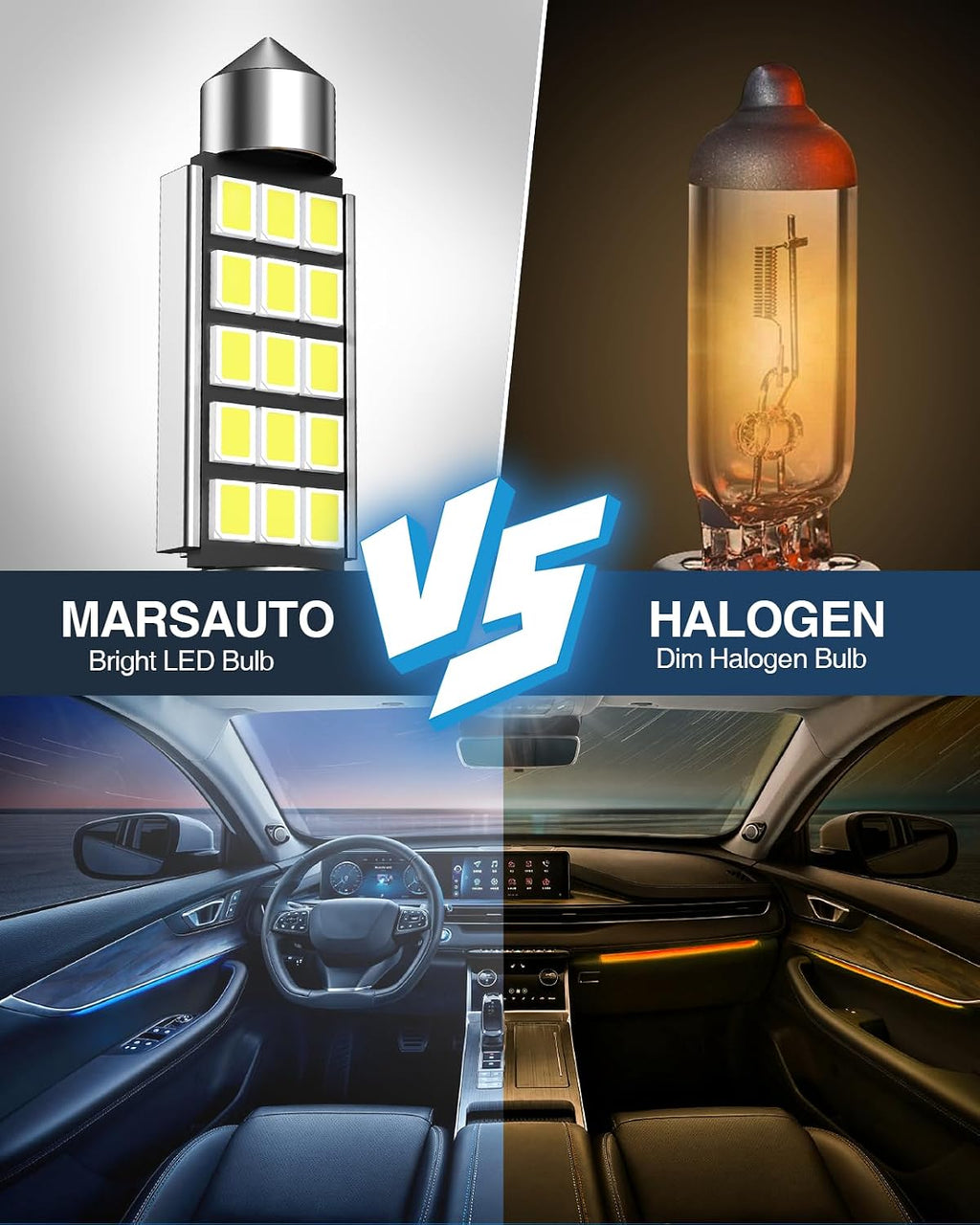 Marsauto 578 Led Light Bulb, 211-2 212-2 41mm 42mm LED Replacement for Interior Dome Map Door Courtesy Festoon Lights, 2835 Chipsets Super Bright 6000K White Pack of 4