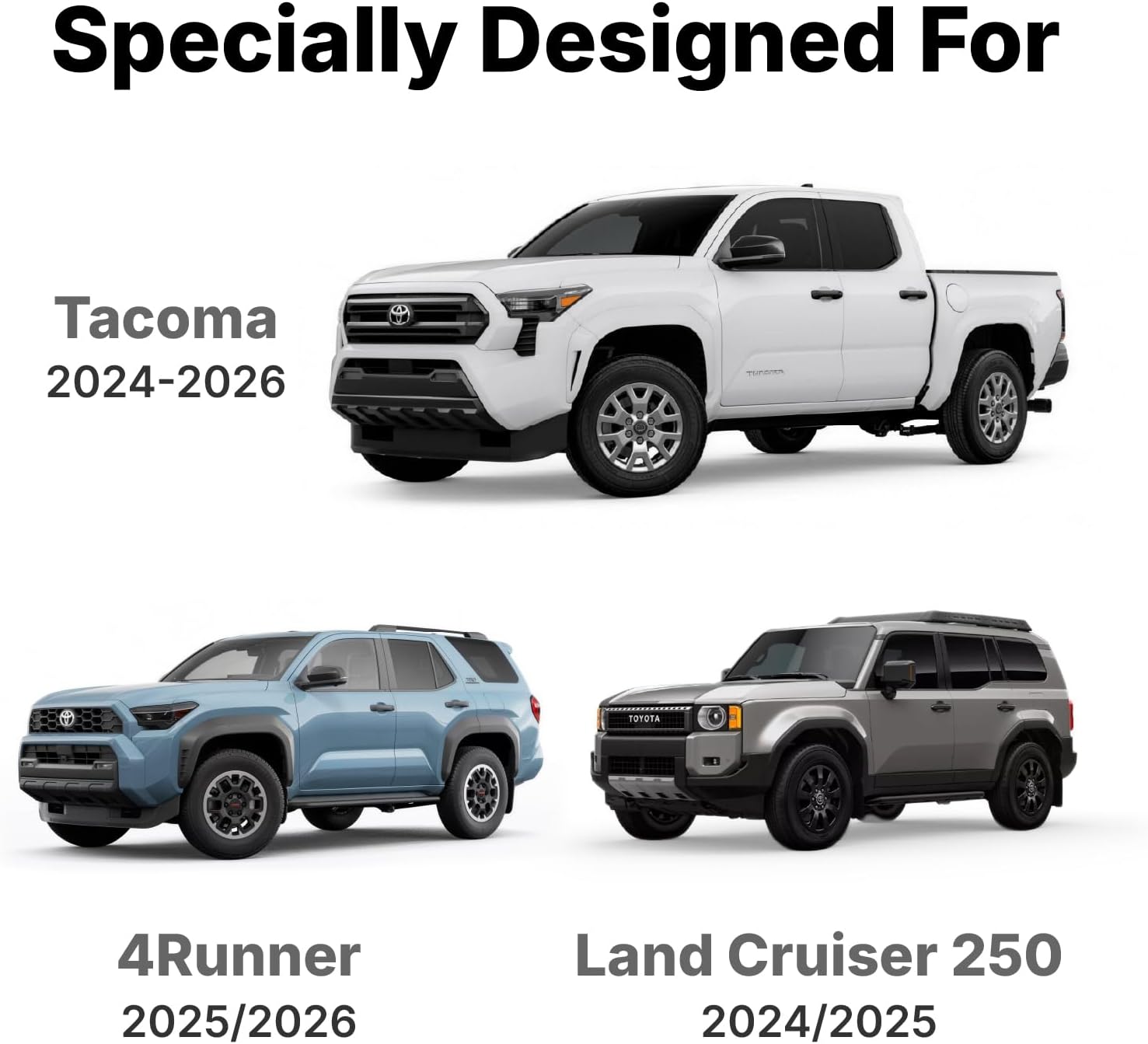 Tow Hooks Compatible with Toyota Tacoma 2024–2026 Accessories & 4Runner 2025-2026 & Land Cruiser 250 2024-2025 Hot-Forged Steel Direct Bolt‑On (Front Tow Hooks Hot-Forged Steel)