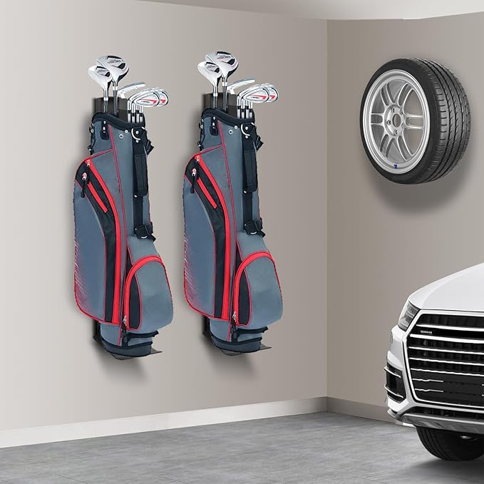 Wall Mount Golf Bag Storage Stand Organizer Rack - Image 7