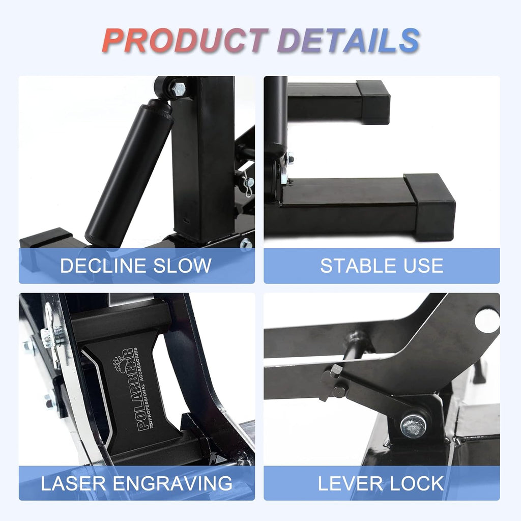 POLARBEAR Dirt Bike Stand Adjustable Jack Stand 1200Lbs Capacity Engine Stand Vertical Rise Easy Operated for ATV Dirt Bike Maintenance Lightweight(Black)