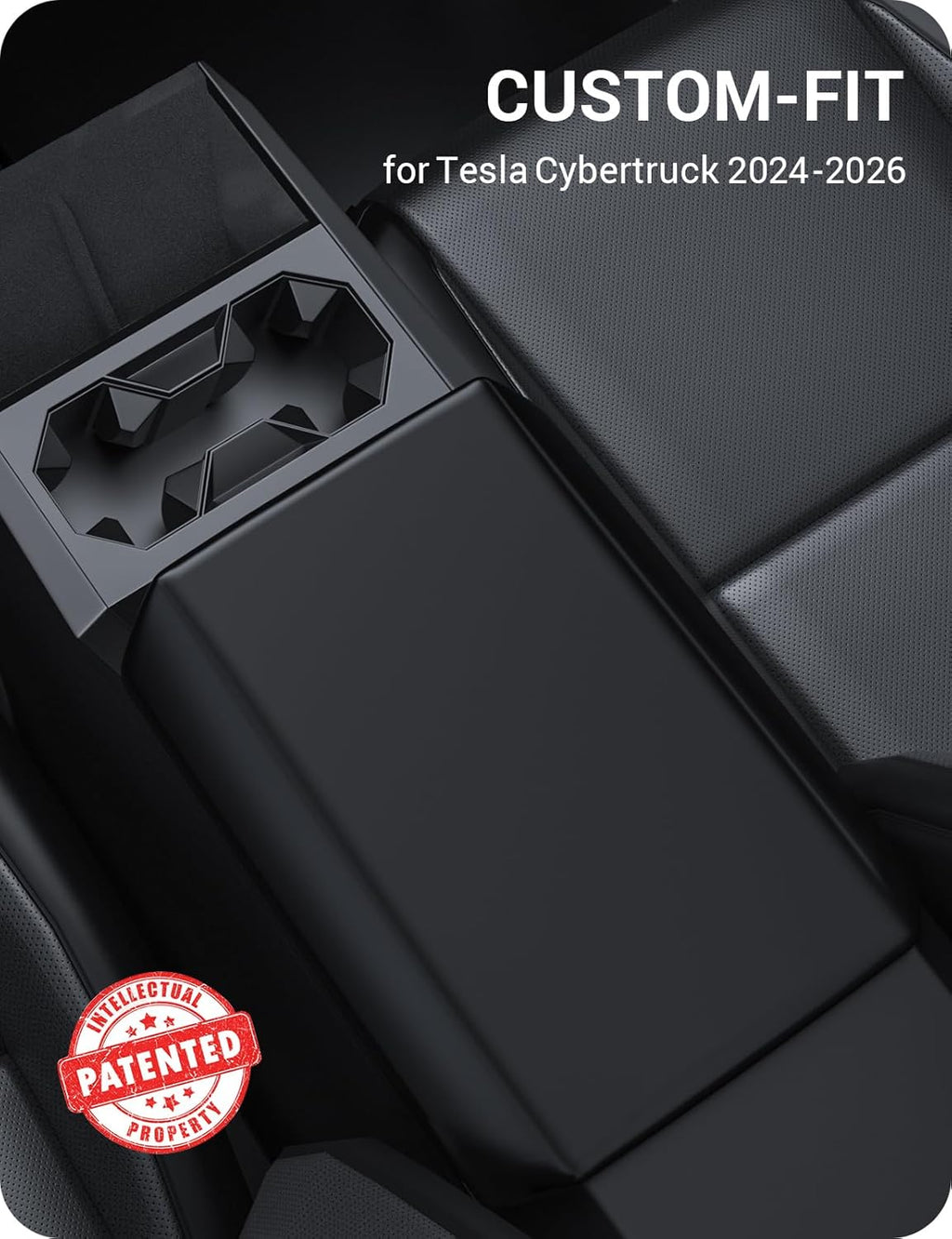 BASENOR Armrest Cover for 2026 2025 2024 Tesla Cybertruck Scratch Resistance Center Console Cover Non-Slip Arm Rest Protector [Proprietary Design] Cybertruck Interior Accessories Black