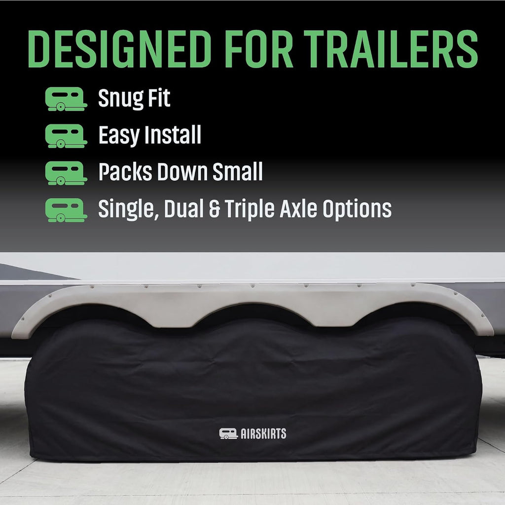 Triple-Axle RV Tire Covers for Trailers, RVs, Campers, Waterproof and UV Resistant, Thick, Durable Protection, Fits 27"-30" Tires, Trailer Wheel Cover by AirSkirts (Set of 2)
