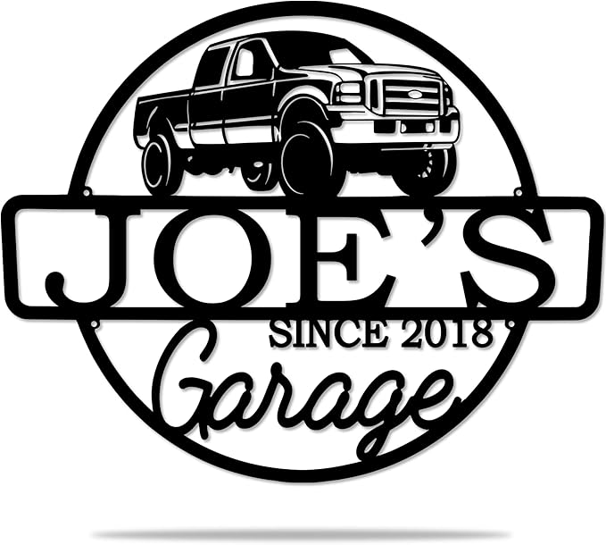 Personalized Metal Name Garage Sign, Custom Plaque Wall Art, Worshop Metal Sign by Pamaheart