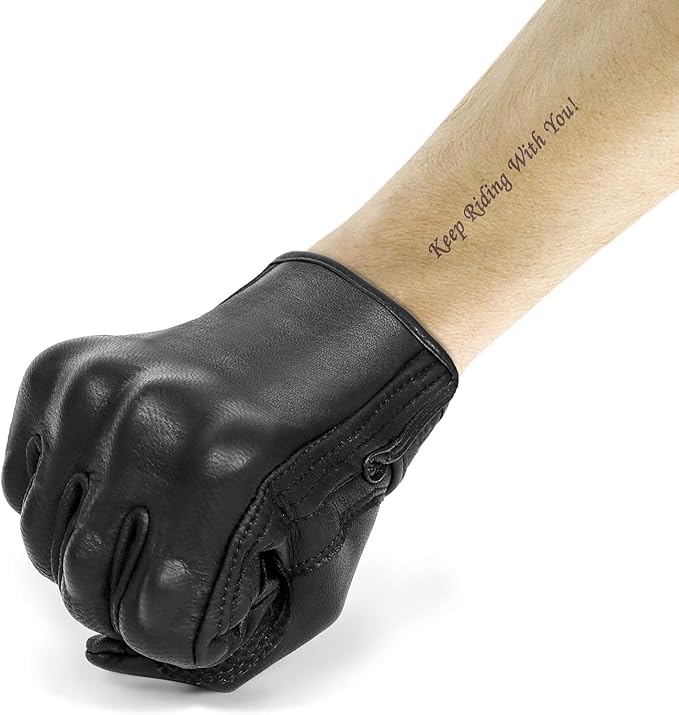 Updated Men's and Womens Black Motorcycle Gloves Armored Knuckle Protector - Image 4