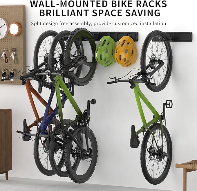 Bike Storage Rack 32Inch for 4 Bikes + 3 Helmets, Heavy Duty Bike Hangers for - Image 7