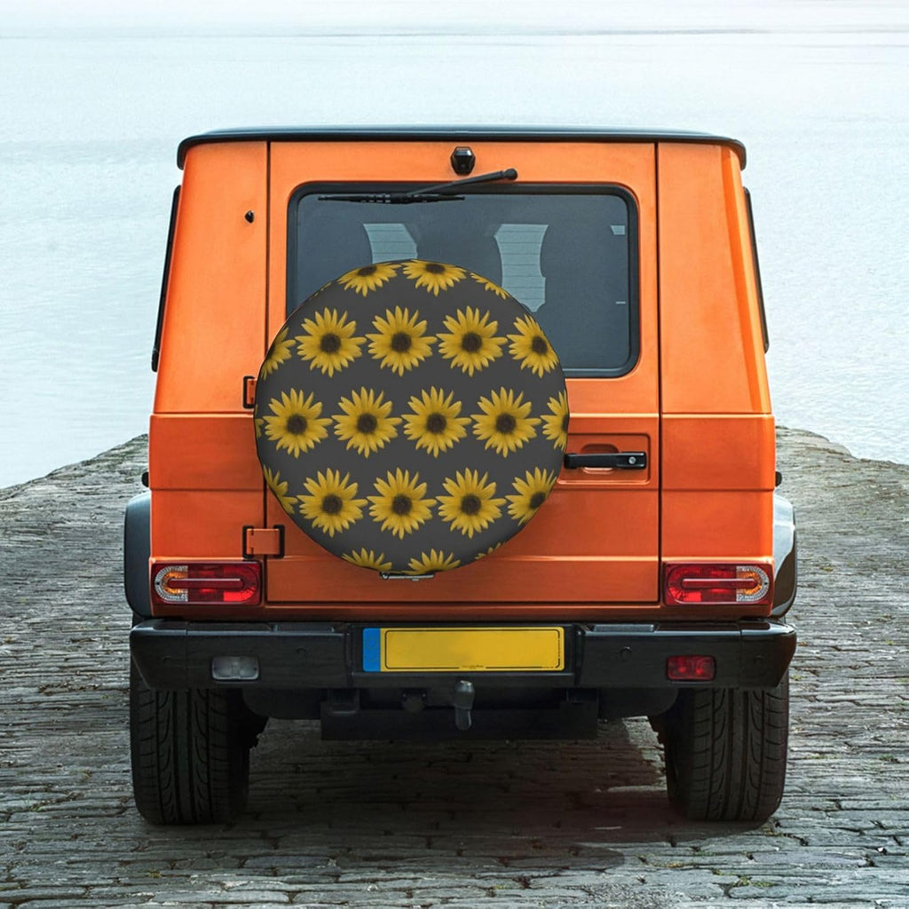 Realistic Sunflowers Yellow Spare Tire Cover for RV Truck Jeep SUV Trailer, Waterproof Universal Wheel Cover 17 inch