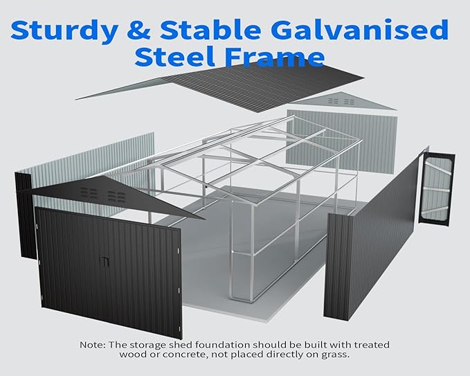 20 x 13 FT Outdoor Storage Shed, Metal Garage Shed - Image 9