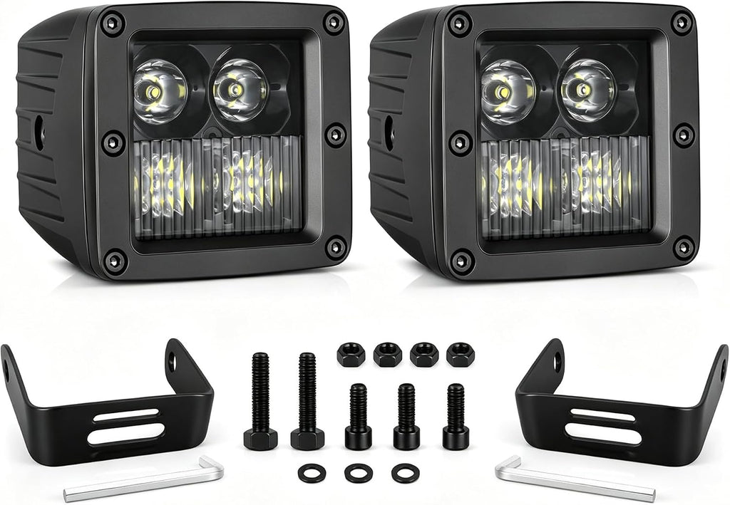 LED Cubes, 2PCS 3inch 80W CREE Combo Beam LED Pods Light Offroad