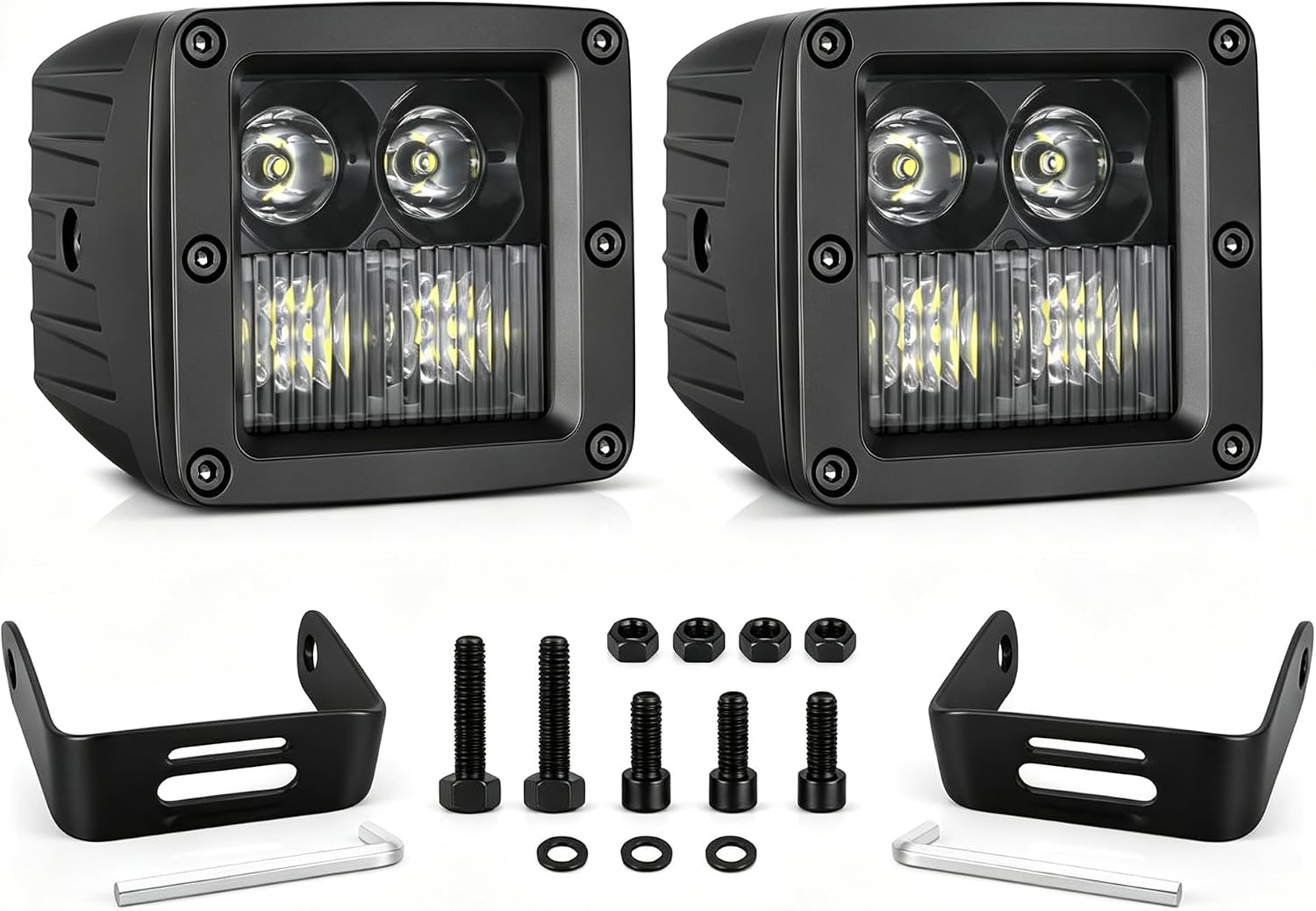 LED Cubes, 2PCS 3inch 80W CREE Combo Beam LED Pods Light Offroad