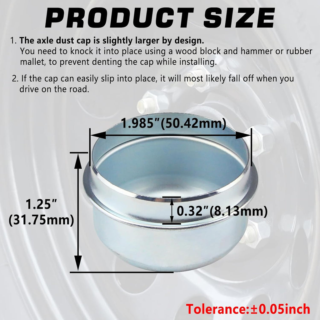 4pcs 1.98'' Trailer Axle Dust Caps, Trailer Hub Bearing Dust Cap Cup Wheel Center Grease Cover Caps for 2000-3500 lbs Boat Trailer Dexter EZ Lube Trailer Camper RV