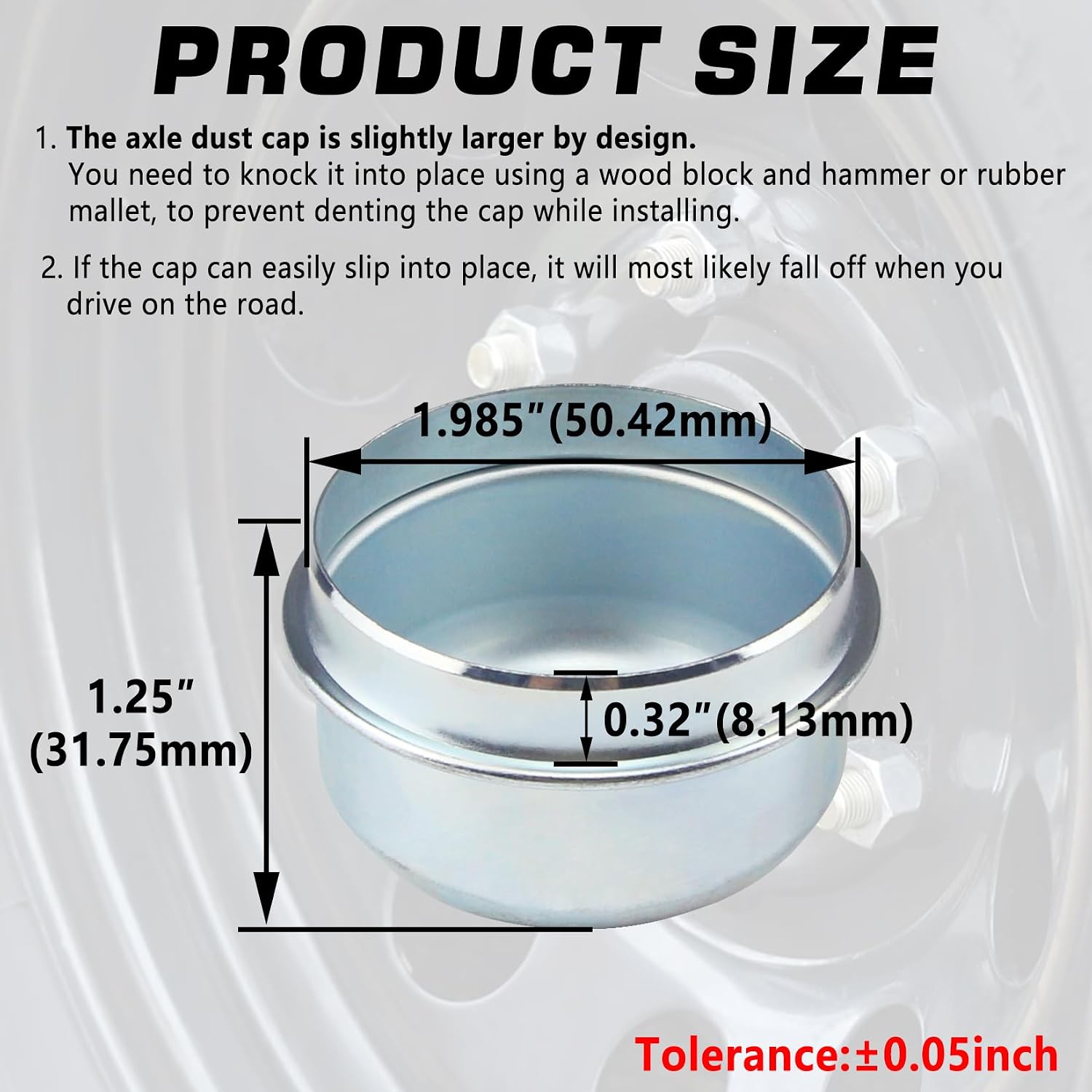4pcs 1.98'' Trailer Axle Dust Caps, Trailer Hub Bearing Dust Cap Cup Wheel Center Grease Cover Caps for 2000-3500 lbs Boat Trailer Dexter EZ Lube Trailer Camper RV