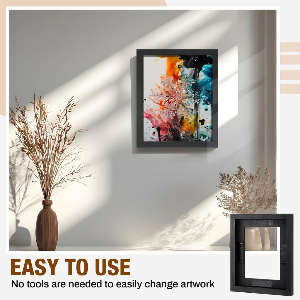 qunclay 4 pcs 8x10 inch canvas floating frame, side view