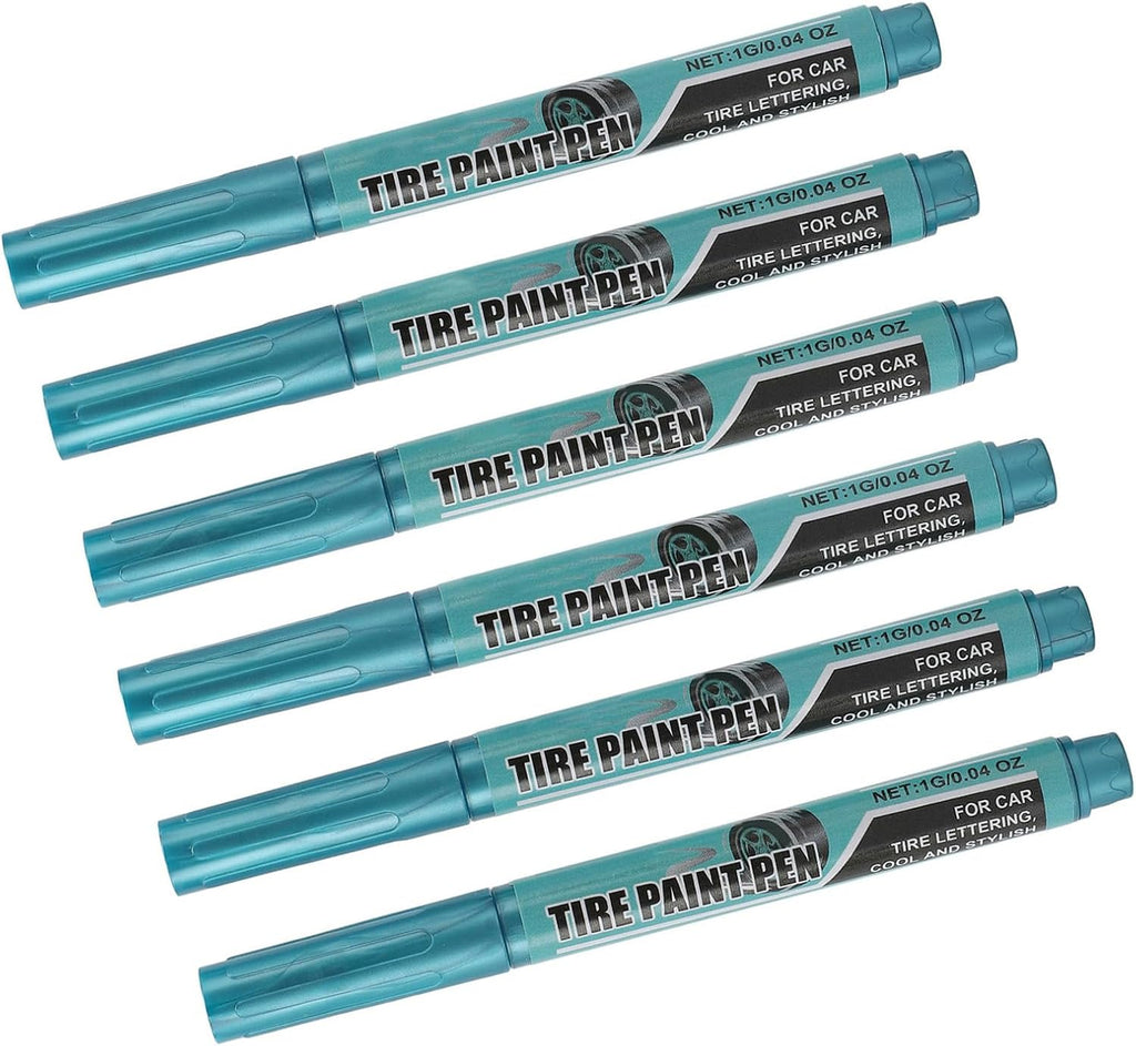 Tire Paint Pen, Waterproof Protective Oil Marker Pen, 6pcs Blue 1g - Long Lasting Wear, Easy Application for Minor Scratch Repairs