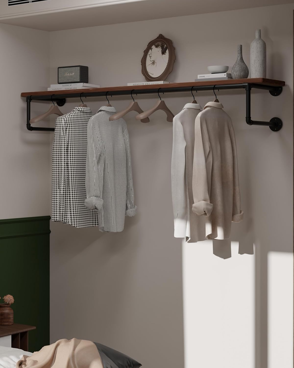 clothes rack 60in, wall mounted garment racks with, main product view