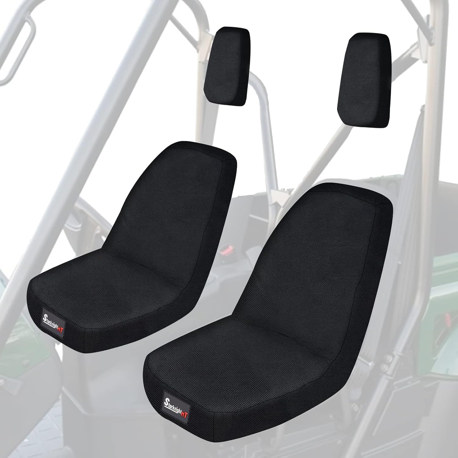 StarknightMT UTV Seat Covers Compatible with Rhino 700 660 450 2004-2021 1680D Oxford Fabric Black Water-Resistant Seat Covers