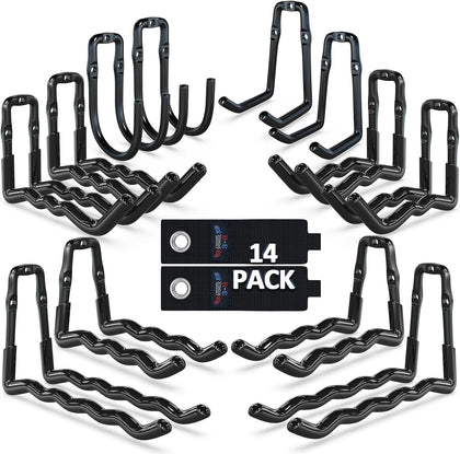 3-H Heavy Duty Garage Hooks 14 Pack, One-Piece Construction Garage Wall Hooks